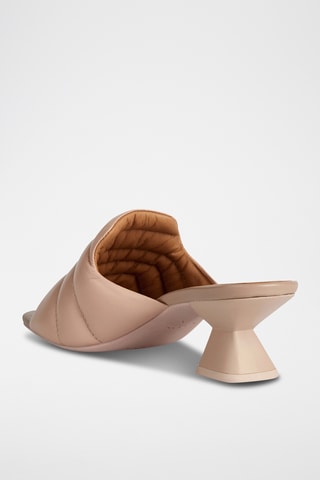 Mules à talons en cuir de mouton nappa Onice - Nude