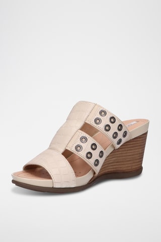 Mules compensées en cuir Dorotha - Beige