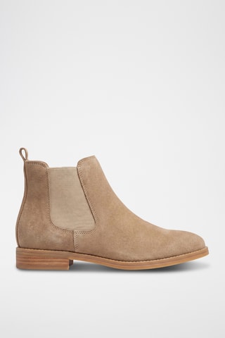 Bottines Chelsea en nubuck Brogue - Beige