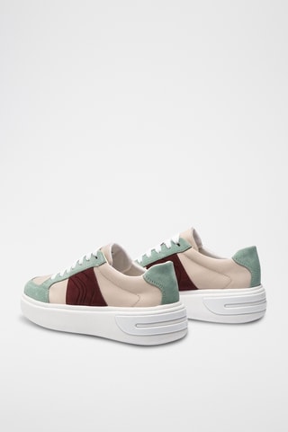 Baskets plateformes en cuir Ottaya - Beige et vert d’eau