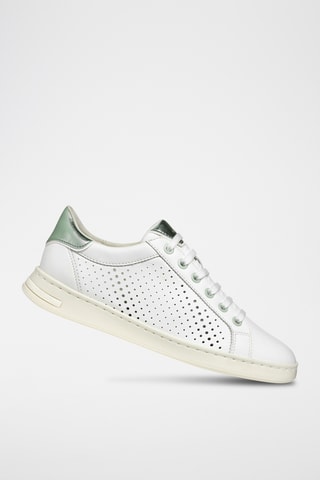 Baskets en cuir nappa Jaysen - Blanc et vert émeraude
