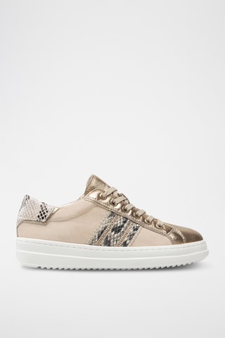 Baskets en cuir Pontoise - Beige et doré