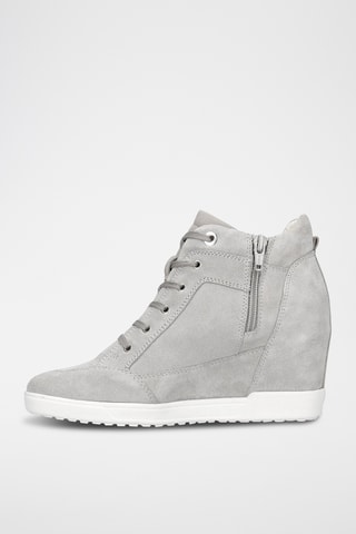 Baskets montantes compensées en nubuck Carum - Gris clair