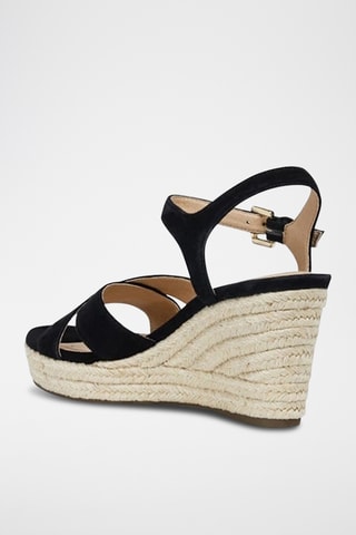 Sandales compensées en cuir suédé - Noir