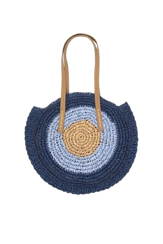 Bolso de rafia Dieppe - Azul y marrón