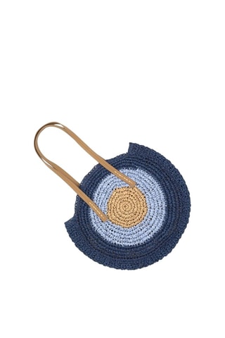 Bolso de rafia Dieppe - Azul y marrón