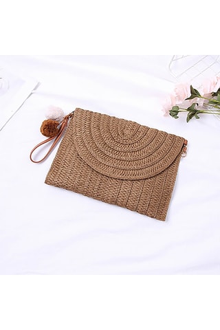 Bolso de mano de rafia Aubagne - Marrón