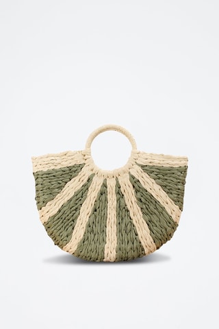 Bolso de rafia Ciotat - Beige y verde