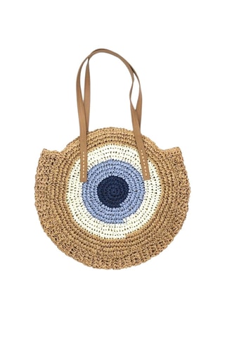Bolso de rafia Dieppe - Azul y marrón