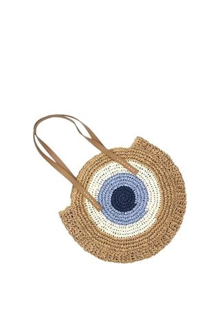 Bolso de rafia Dieppe - Azul y marrón