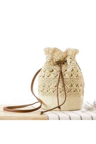 Bandolera de rafia Pau - Marrón