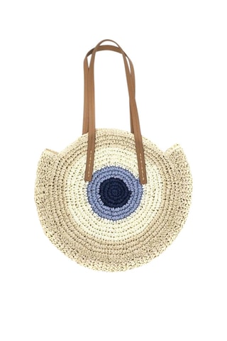 Bolso de rafia Dieppe - Beige y azul