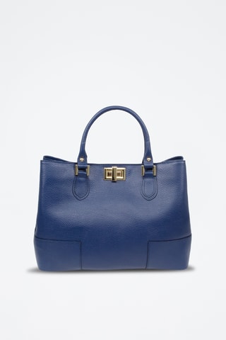 Bolso shopper de piel Jeanne - Azul