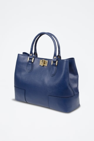 Bolso shopper de piel Jeanne - Azul