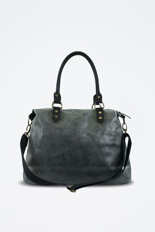 Borsa a mano in pelle scamosciata Karine - Grigio