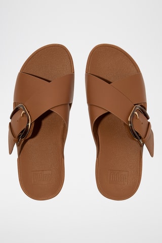 Mules compensées en cuir - Marron
