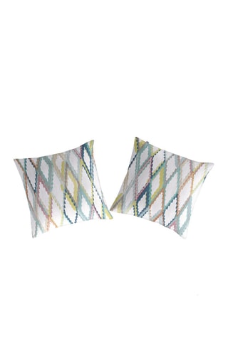 2 taies d'oreiller en coton 57 fils/cm²  Ibor - Bleu et blanc