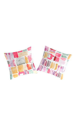 2 taies d'oreiller en coton 57 fils/cm² Lille - Blanc et rose