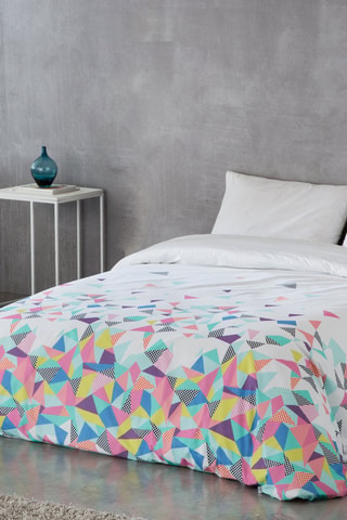 Housse de couette en coton 57 fils/cm² Echo - Blanc et fuchsia