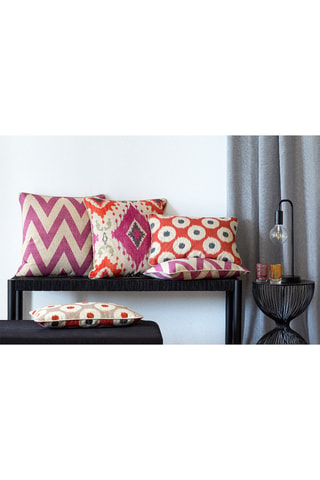 2 housses de coussin en lin Meena - Beige et fuchsia - 50 x 50 cm