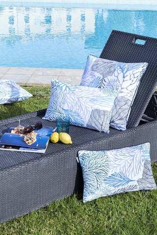 2 housses de coussin 57 fils/cm² Arrecife - Turquoise et blanc - 50 x 50 cm