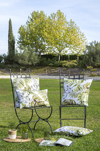 2 housses de coussin en coton 57 fils/cm² Stefania - Blanc et vert - 50 x 50 cm