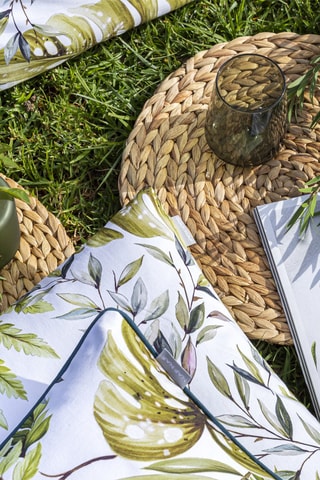 2 housses de coussin en coton 57 fils/cm² Stefania - Blanc et vert - 50 x 50 cm