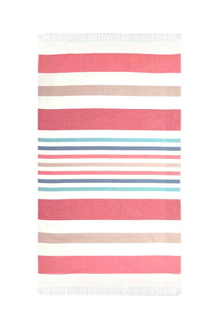 Serviette de plage Saona - Rose et blanc - 90 x 170 cm