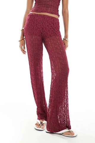 Kanten Casual Broek - Bordeauxrood