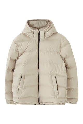 Gewatteerde Jas met Capuchon - Beige