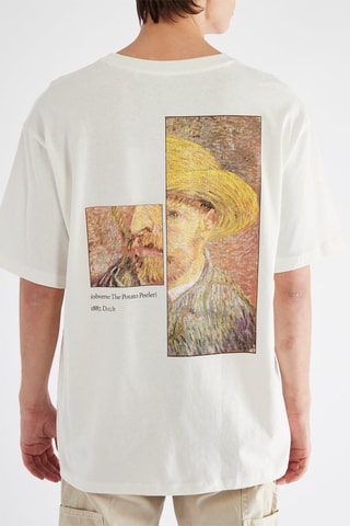 T-shirt Vincent Van Gogh Zelfportret met vilten hoed - Wit
