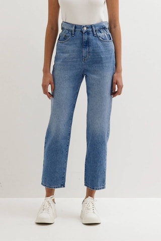 Jeans Recht Model Hoge Taille Blauw