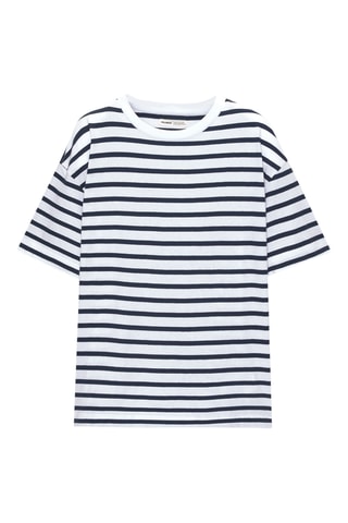 T-shirt - Wit en Marineblauw