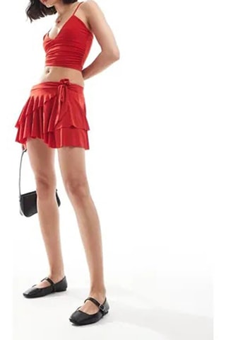 Wikkelrok met Ruches - Rood