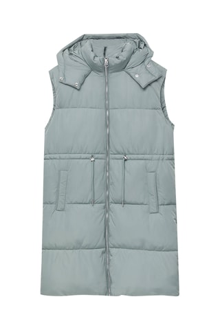 Lang Mouwloos Vest met Capuchon - Grijs