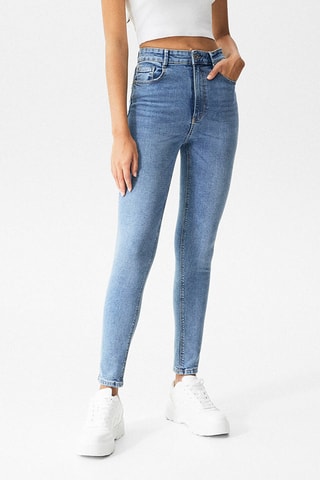 Jeans Skinny Hoge Taille Blauw