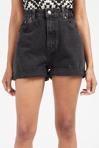 Spijkershort met Hoge Taille Zwart