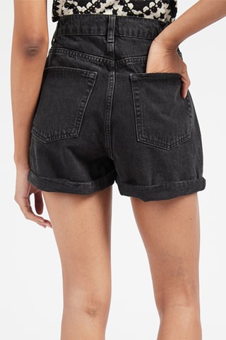 Spijkershort met Hoge Taille Zwart