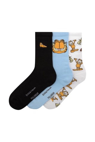 3 Paar Sokken Garfield - Zwart, Hemelsblauw en Wit