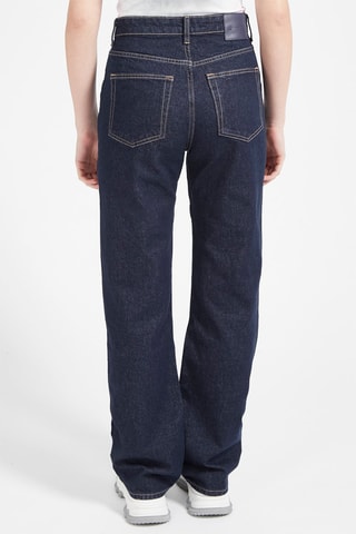 Jeans Recht Model Hoge Taille Marineblauw