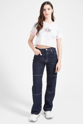 Jeans Recht Model Hoge Taille Marineblauw