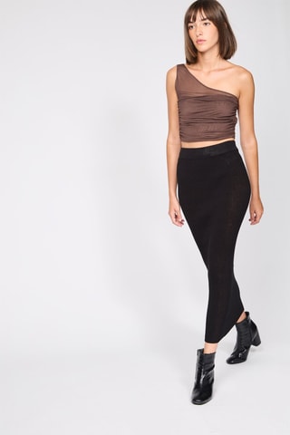 Asymmetrische Crop Top - Bruin