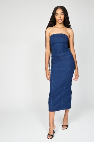 Strapless Spijkerjurk - Indigoblauw