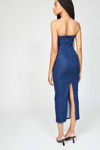 Strapless Spijkerjurk - Indigoblauw