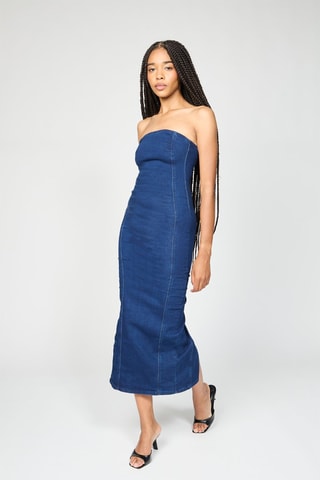 Strapless Spijkerjurk - Indigoblauw