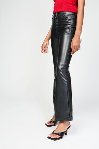 Broek Skinny Flare Hoge Taille - Zwart