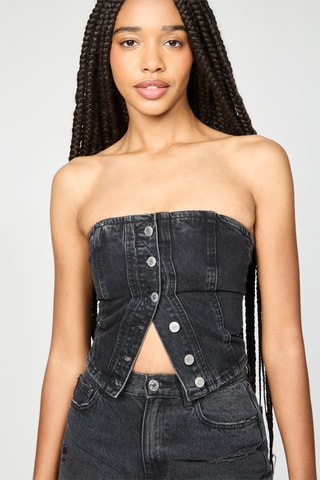 Strapless spijkertop - Zwart