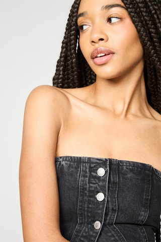 Strapless spijkertop - Zwart