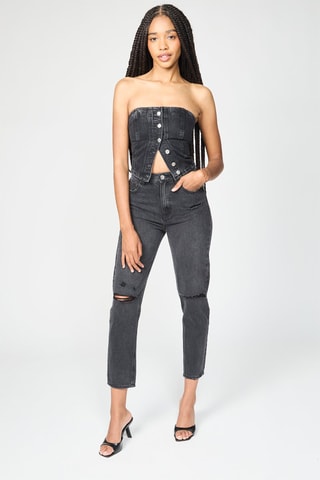 Strapless spijkertop - Zwart