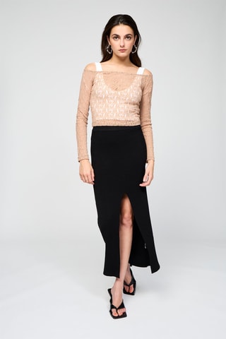 Kanten Top Bardot - Beige